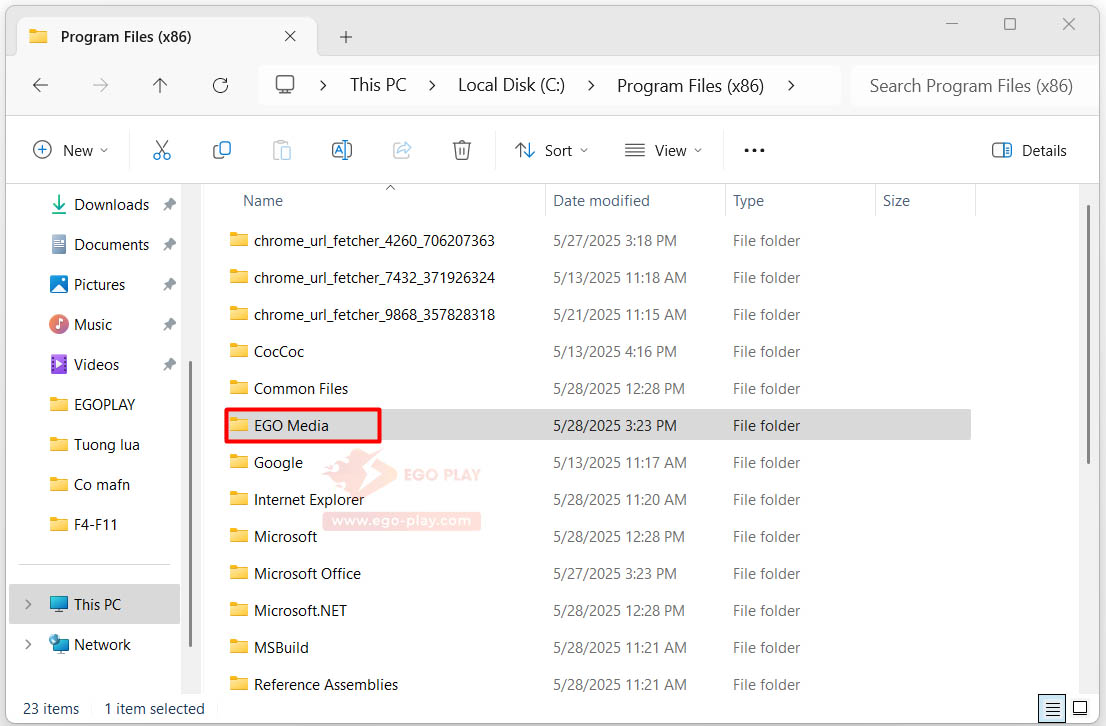 Gỡ cài đặt ego media